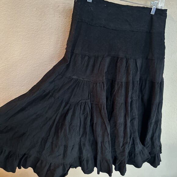 Dimri Black Corduroy Layered Peasant Prairie Gypsy Flowy Tiered Gothic Large - Picture 4 of 5